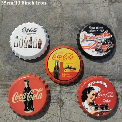 Vintage Wall Hanging Decoration For Home Bar Cafe Store Decor Accessories Creative Iron Beer Bottle Cap Artcrafts 35cm/13.8inch