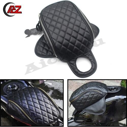 ACZ Waterproof Motorcycle Magnetic Diamond PU Leather Oil Fuel Tank Travel Bag For Harley 883 1200