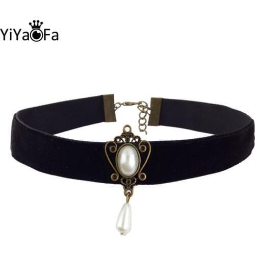 YiYaoFa Handmade Choker Necklace Gothic Jewelry Ribbon Necklace & Pendant False Collar Women Party Jewelry Accessories DD-06