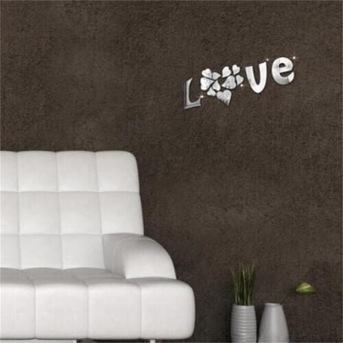 3D LOVE Valentines Day Mirror Sticker Boys Girls Decal Nursery Decor Vinyl Wall Decal Beauty Salon Wall Decals