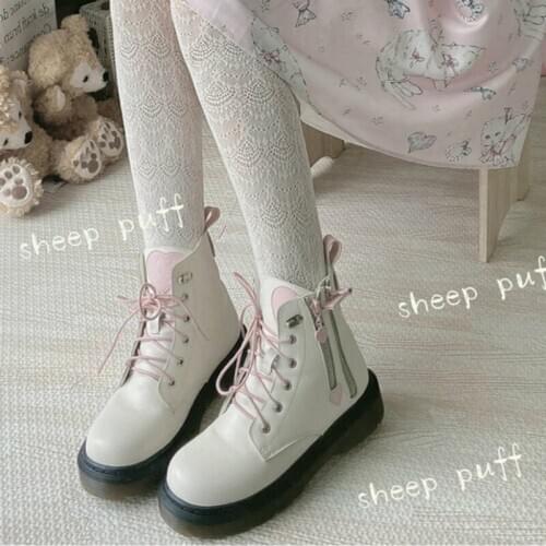 Lolita Original Plus Velvet Black Short Boots Autumn Winter Martin Boots Women Zipper High Top Female Lolita Shoes Big Size 41