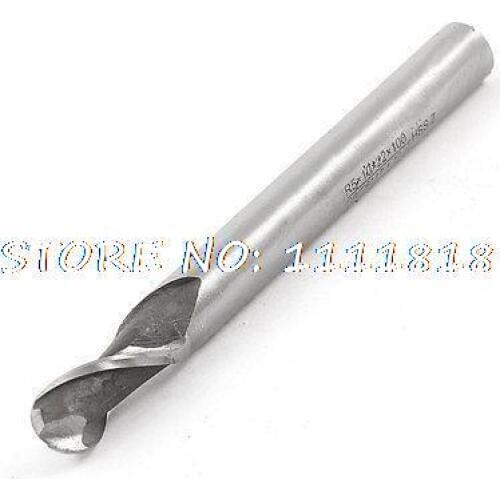 1pcs 10mm x 10mm Straight Shank 2 Flutes HSS End Mill Cutter 100mm Long Ball Head R5 Cutting Depth 22mm