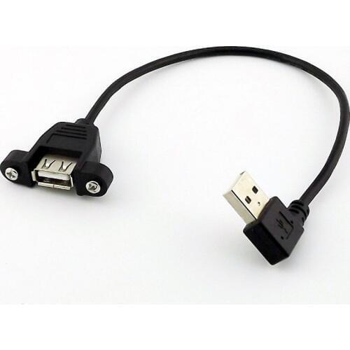 1x USB 2.0 A Male Plug To USB 2.0 A Female Panel Mount Extension Connector Cable 25cm UP/Down/Left/Right Angle
