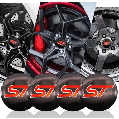 4PCS 56.5mm ST logo Car Wheel Center Stickers Cover for Ford Focus Ecosport Fiesta Kuga ST Fusion Everest Escape Explorer Edge
