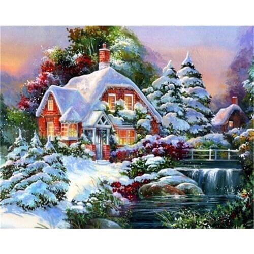 5D Diamond Painting Winter scene Full Square DIY Diamond Embroidery Christmas scenery European-style Living Room Decorated Gift