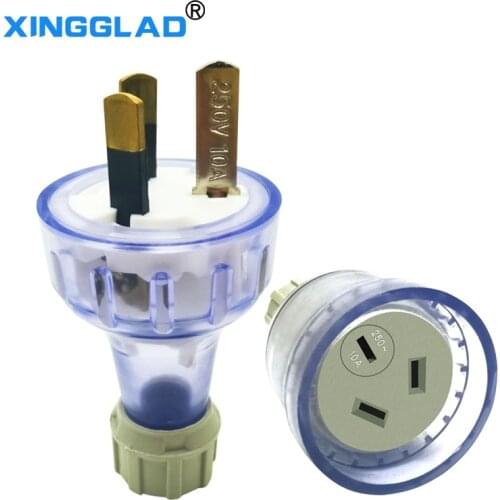 AU NZ Plug Assembled Rewireable Female Male Plug Socket Electrical 10A 250V AC Extension Cord Grounded Rewire Socket