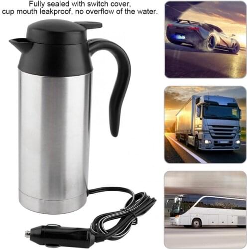 Car Electric Kettle Coffee Tea Thermos Water Heating Cup 12V auto accessorie araba aksesuar 750ML Stainless Steel