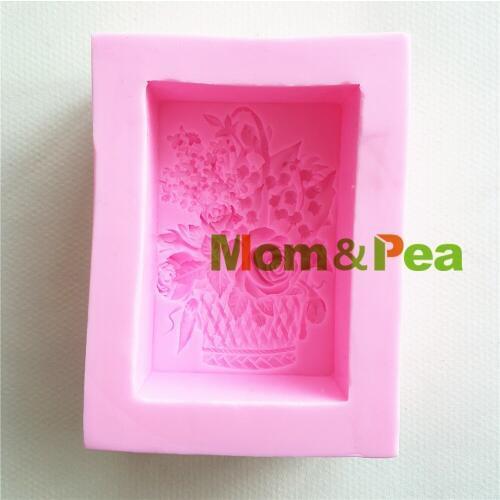 Mom&Pea MP149 Free Shipping Flower Basket Silicone Mold Cake Decoration Fondant Cake 3D Mold Soap Mold Food Grade