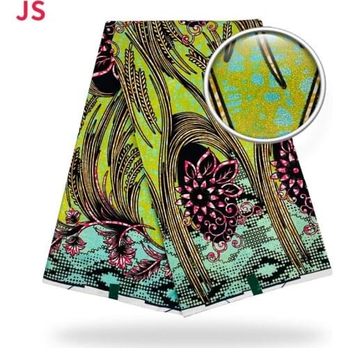 Blesing 2021 High Quality Tissue Wax Golden African Prints fabric New 6 yards of Wax African Fabric