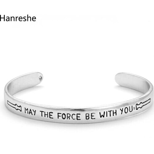 Harong May The Force With You Bangles Hiphop Punk Jewelry Stainless Steel Men Bracelet Homm Charm Couple Bracelet Women Gift