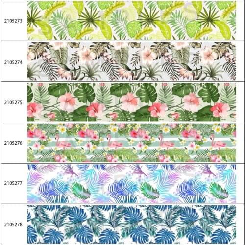 Flower Pattern Heat Transfer Printing Ribbon DIY Hair Accessories Bow Wedding Decoration 10 Yards