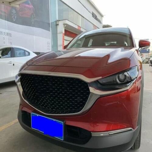 For Mazda CX30 CX-30 2020 2021 ABS Chrome Front Grille Grill Hood Engine Cover Trim Stickers Strips Decoration Car Styling