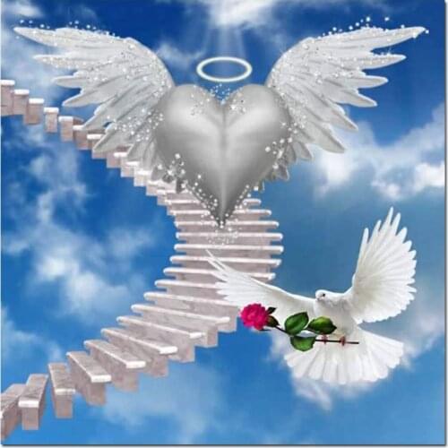 KAMY YI Love Angel Holy White Dove Blessing 3D Diy Diamond Painting Photo Embroidery Mosaic Mural European Home Decoration