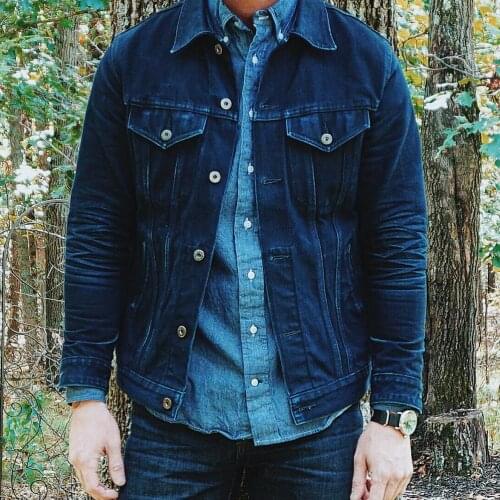 316-0001 Cotton 14.5 Oz Jacket Casual Stylish Raw Unwashed Denim Coat Red Tornado . Asian Size, Read Description Before Order