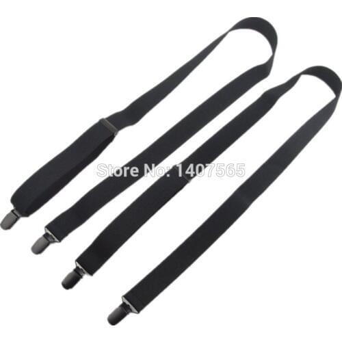 Fashion Black 4 Clip Unisex Suspenders for Women Mens Braces For separate Trousers Elastic Belts Straps Braces 110 and 120cm
