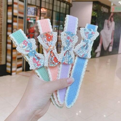 MueRaa Children Girls Bow Velcro Headband Magic stickers Lovely Printed Hair Accessories For Kids Cute Hair Accessories Headwear