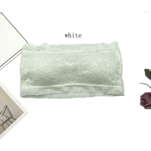 New Lace Trim Tube Top Wire Free Solid Camisole Strapless Flower Anti-Missing Hollow Out Tube Top