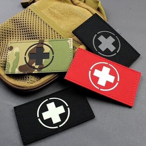New Tactical Hook & Loop Medic Cross Sticker Emblem Badge Patch Clothes Badge Reflective Fluorescent