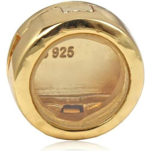 Genuine 925 Sterling Silver Gold Reflexions Locket Clip Charms Beads Fits Women Pan Bracelets & Bangle Diy Jewelry