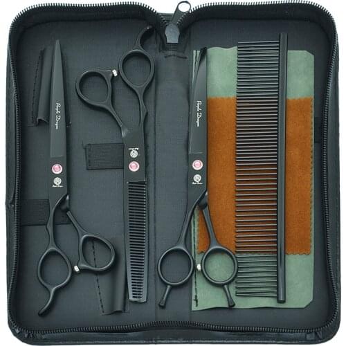 7.0" Purple Dragon Left handed Professional Pets Dog Grooming Scissors left hand Dogs Hair Cutting Thinning Curved Shears B0057B