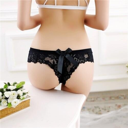 Sexy Underwear Women Lace With Back Bow Briefs Thong Transparent Panties Seamless Low Waist Women Lingerie Panty Tangas