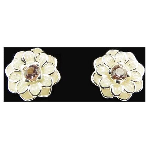 Pink Flower Stud Earrings Silver Woman Earrings Stud Elegant Jewelry Making 925 Original Silver Fashion Earring Studs