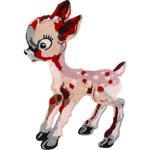 Sika Deer Big Patch for Jacket Sweater Shirt Cute Animal Parches Sewing Embroidered Applique Clothes Stickers DIY Hippie Patches