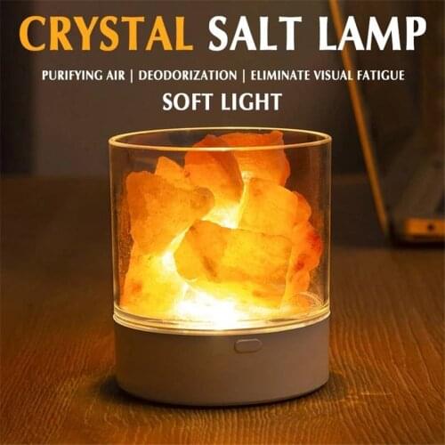 New Creative Led Crystal Natural Salt Lamp USB Charging Air Purifier Colorful Lava Desk Table Lamp Bedroom Bedside Night Lights