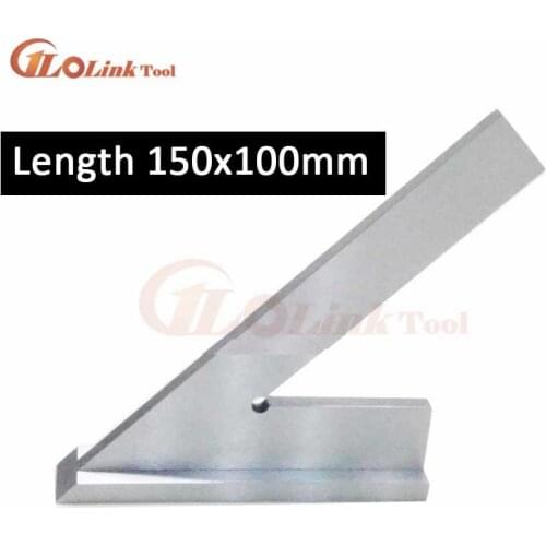 Stainless Steel 45 Degree Miter Angle Corner Ruler Wide Base Gauge Measuring Tools DIN875/2 Standard With Stop 150x100mm