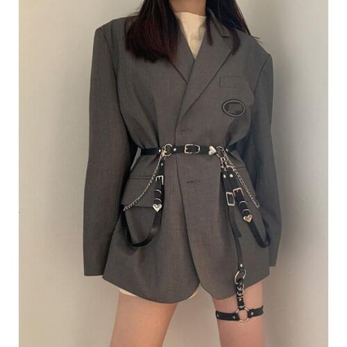 Women Gothic Heart Hiphop Belt Adjustable Disco Dancing Leather PU Belts Punk Style Jk Waist Strap Gitl Dress Body Waist Chain