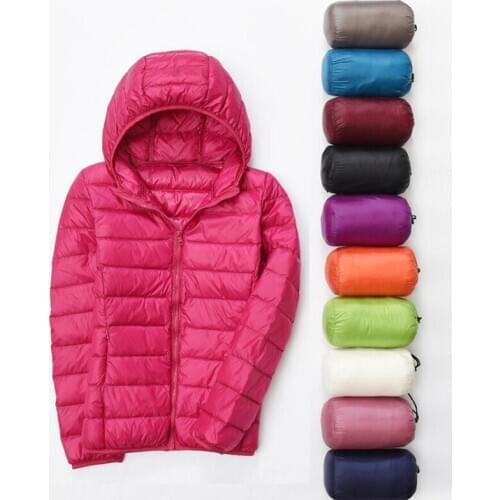 Woman ultra-light thin slim down jacket 2020 autumn winter short hooded warm coat Down duck down jacket female parka windproof