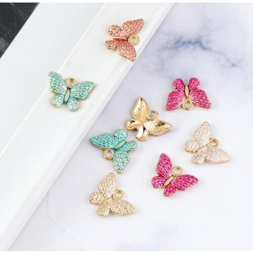 10pcs/lot butterfly Alloy Dripping Oil Pendants for DIY Handmade Jewelry Necklace Accessories fgr4s