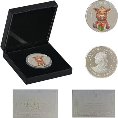 2021 YEAR Of The OX Silver Commemorative Metal Coin Elizabeth II For Collection W/ Luxury Box