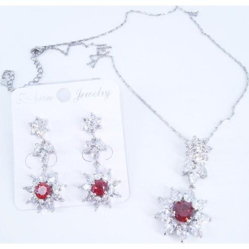 2021 new fashion popular red blue yellow green necklace earrings party jewelry wedding bride dressing banquet formal jewelry