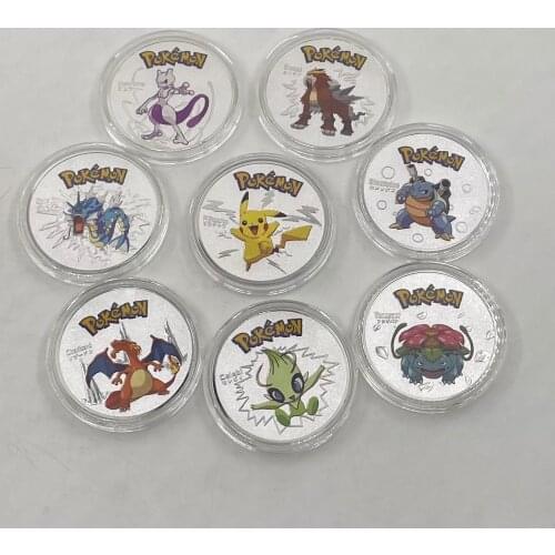 10 Designs Stypes Pocket Cute Animals Anime Monsters Gold Plated Coins Collectibles Japanese Commemorative Gift Dropshipping