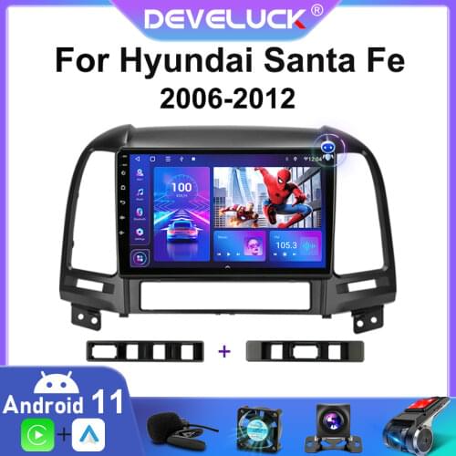 Android 10.0 9" 2din Car Radio Multimedia DVD Player GPS Navigation Head Unit For HYUNDAI SANTA FE 2 2006-2012 2G+32G 8 CORE RDS