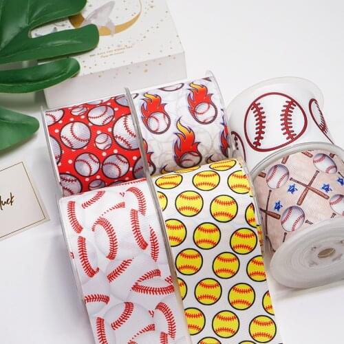 DIY Baseball Sports Printed Grosgrain Ribbon For Craft Supplies Sewing Accessories 5 Yards, Planar Resins Mold 10 Pieces. 52691