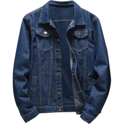 Denim Jacket Men Autumn SpringCasual Long Sleeve Turn-down Collar Solid Denim Jacket Coat Jaqueta Jeans Masculina Chaqueta 2021