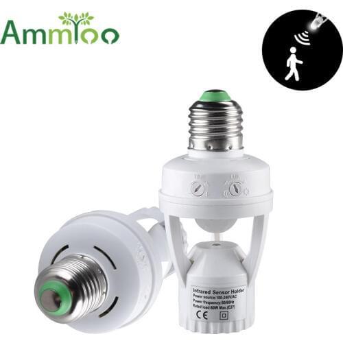 AC100-240V 360 Degree E27 Converter Lamp Holder PIR Motion Sensor Human IR Infrared E27 Socket Lamp Base Led Bulb Night Light