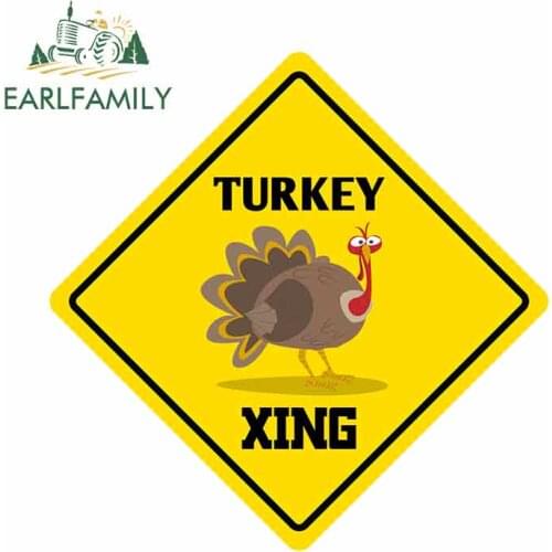 EARLFAMILY 13cm x 13cm for Turkey Crossing Funny Metal Novelty Sign Funny Car Stickers Vinyl JDM RV Windshield Bumper Windows