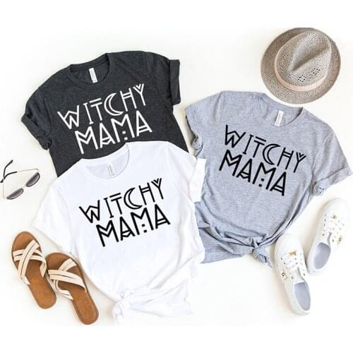 Witchy Mama Letters Printed Women Tshirts Cotton Orange T-shirts Halloween Graphic Tee Wicca Funny Clothing Mom Life T Shirts