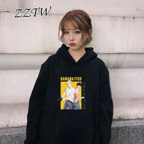 Banana Fish Ash Lynx Anime Print Woman Hoodie 2021 Spring Patchwork Hoody Harajuku Comfort Hoodies Hip Hop Loose Female Hooded