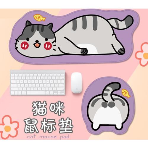 Cute Cat Anime Mouse Pad Cute Girl Art Ins Style Creative Keyboard Mat Non-Slip Natural Rubber, Gaming Mouse Pad Cartoon