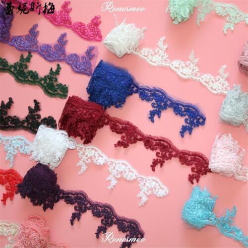 9Yard 18Color New Green Rose Purple Pink Camel brown Embroidery Lace Trim for Bridal Wedding Gown Costume Design Lace Ribbon 7cm