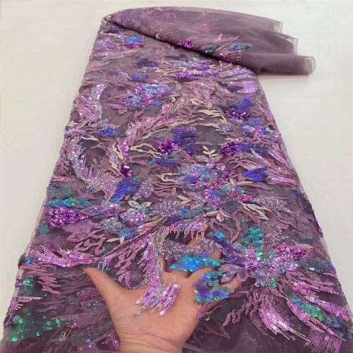 SJ Lace African Lace Embroidered Fabric Nigerian Sequins Lace Fabrics 2021 High Quality Lace French Lace Fabric For Women r2-71