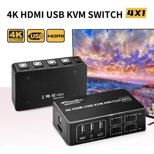 4 port HDMI-compatible KVM Switch 4K 2 port USB HDMI KVM Switch for 2 PC laptop sharing 1 HDMI monitor&UBS mouse keyboard
