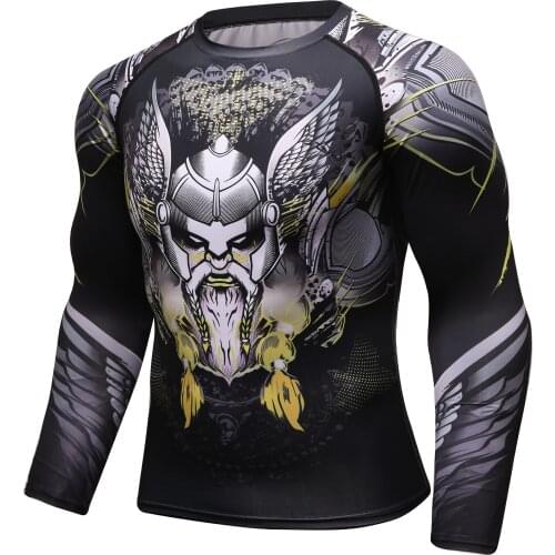 2021 hot sale MMA jogging T-Shirt Rashguard Men Long Sleeve T Shirts Bodybuilding MMA Clothing Sport 3D Print T Shirt Tops