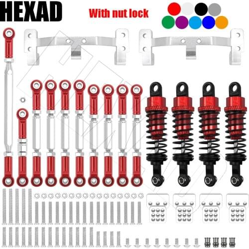 WPL C14 C24 MN D90 MN99s RC Car Metal Steering Link Rod Pull Rod Mount Seat Shock Absorber Set Upgrade Accessories Spare Parts
