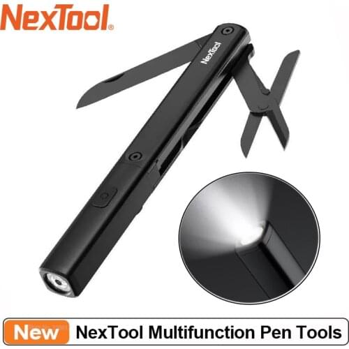 NexTool Multifunction Pen Tools N1 3 in 1 Portable Flashlight Scissors Knife USB Rechargeable Waterproof Outdoors Camping Tools