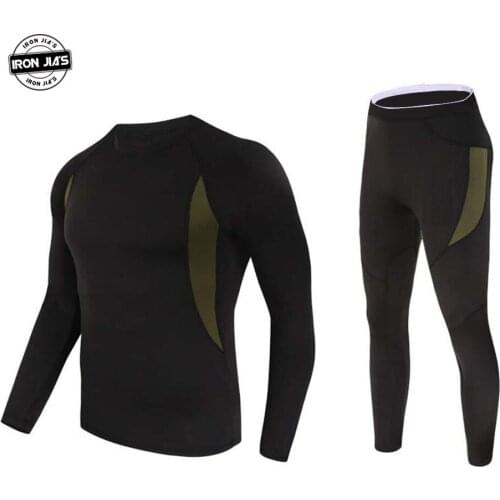 IRON JIAS Motorcycle Base Layers Quick Dry Underwear Tight Wicking Outdoor High-elastic Warm Fleece Sports Suit Moto Equipment